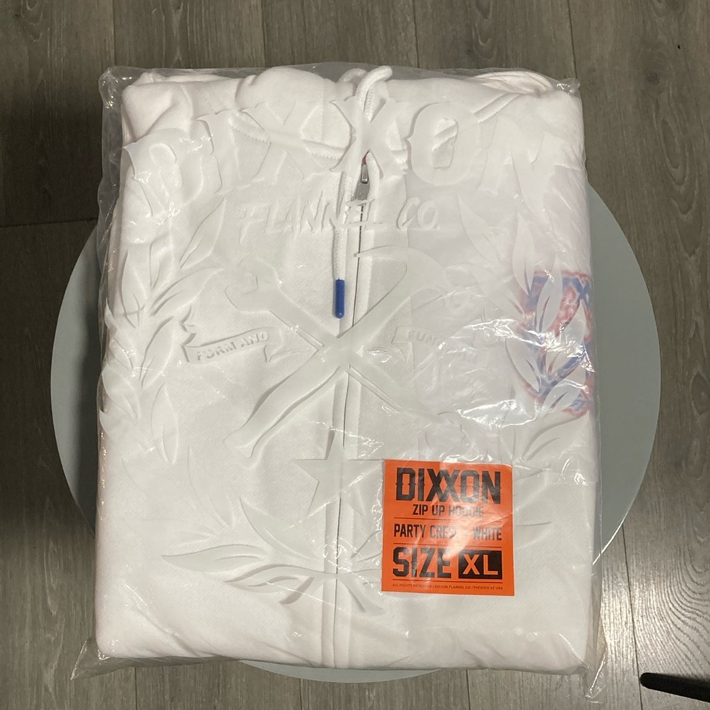 Dixxon white zip up hoodie XL